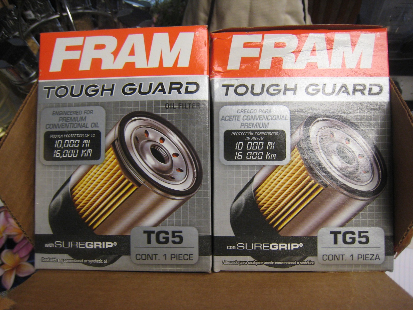 Case of 6 yes 6 Fram TG5 Tough Guard Oil Filters with sure grip