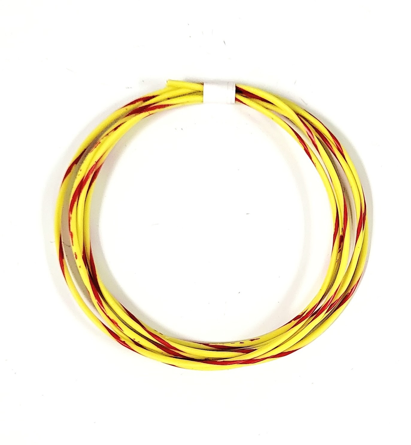 25 FEET AUTOMOTIVE WIRE 18 AWG HIGH TEMP TXL WIRE YELLOW WITH RED STRIPE