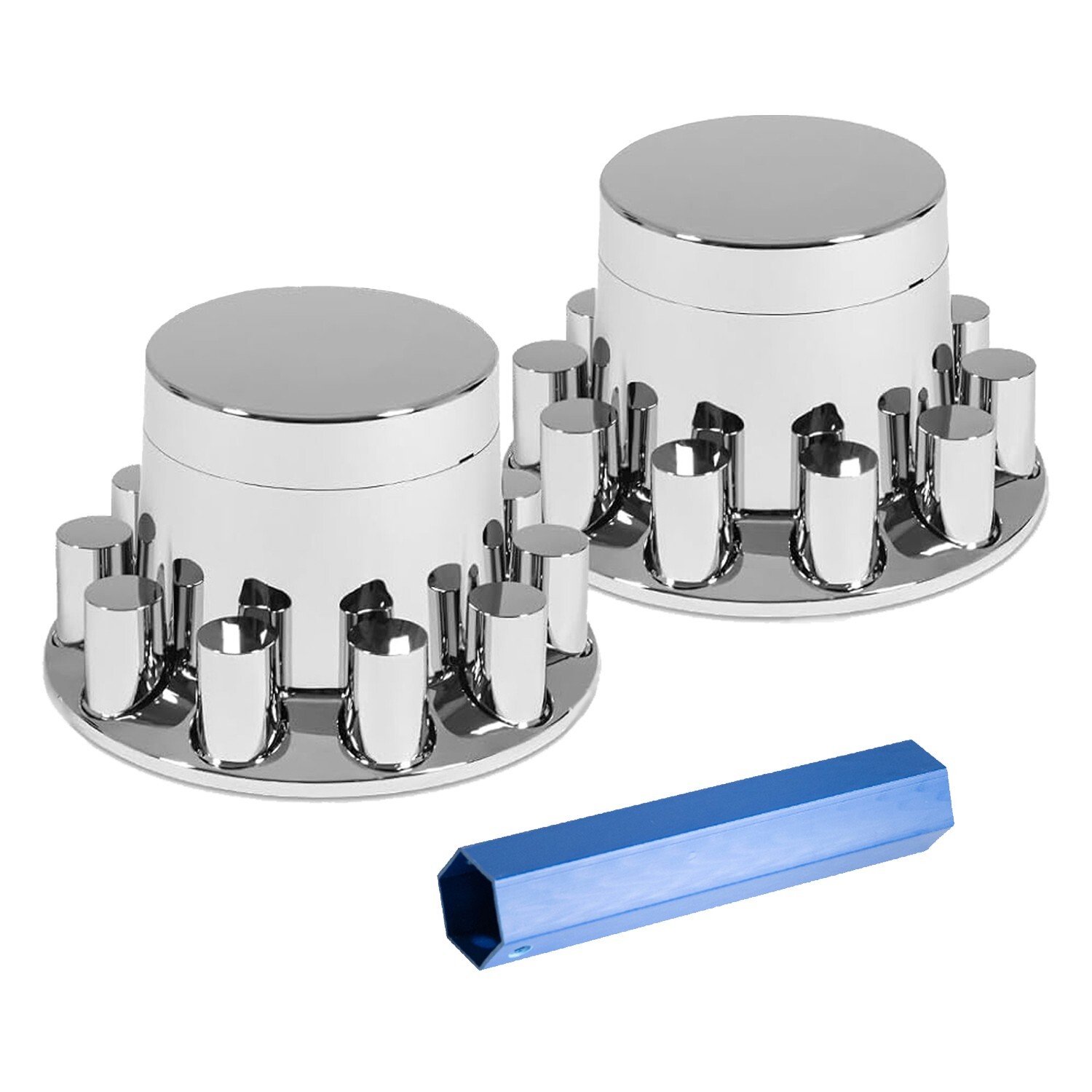 Chrome 33mm Flat Top Wheel Hub Cover w/ Lug Nut Rear Wheel Hubcaps Set of 2