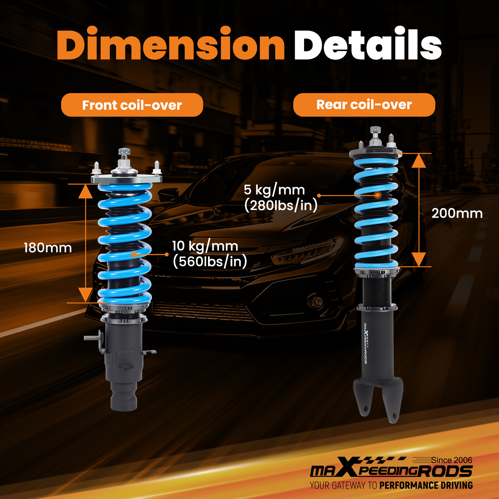 MaXpeedingrods 24-Step Adjustable Coilover Suspension For Honda Prelude 88-91