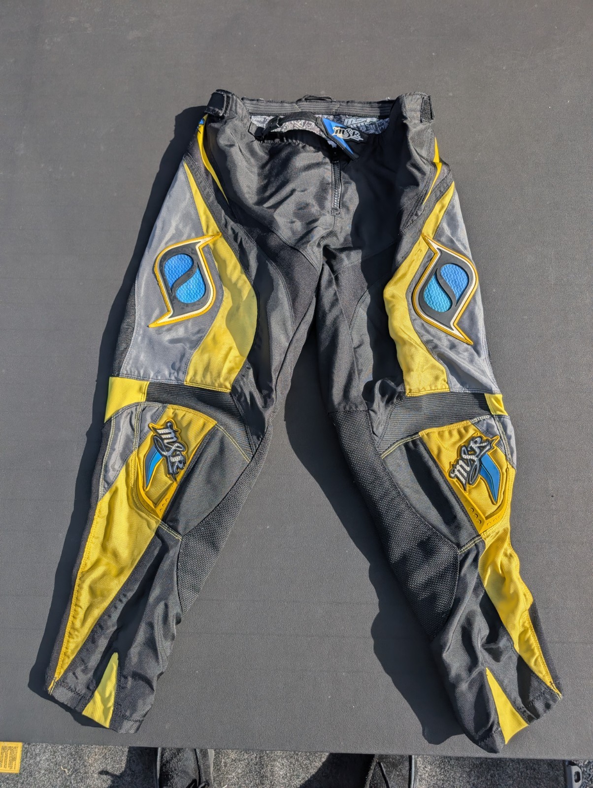 MSR Renegade RNGD Off-Road Motocross Pants Black Blue Yellow Mens 36 Motorcycle