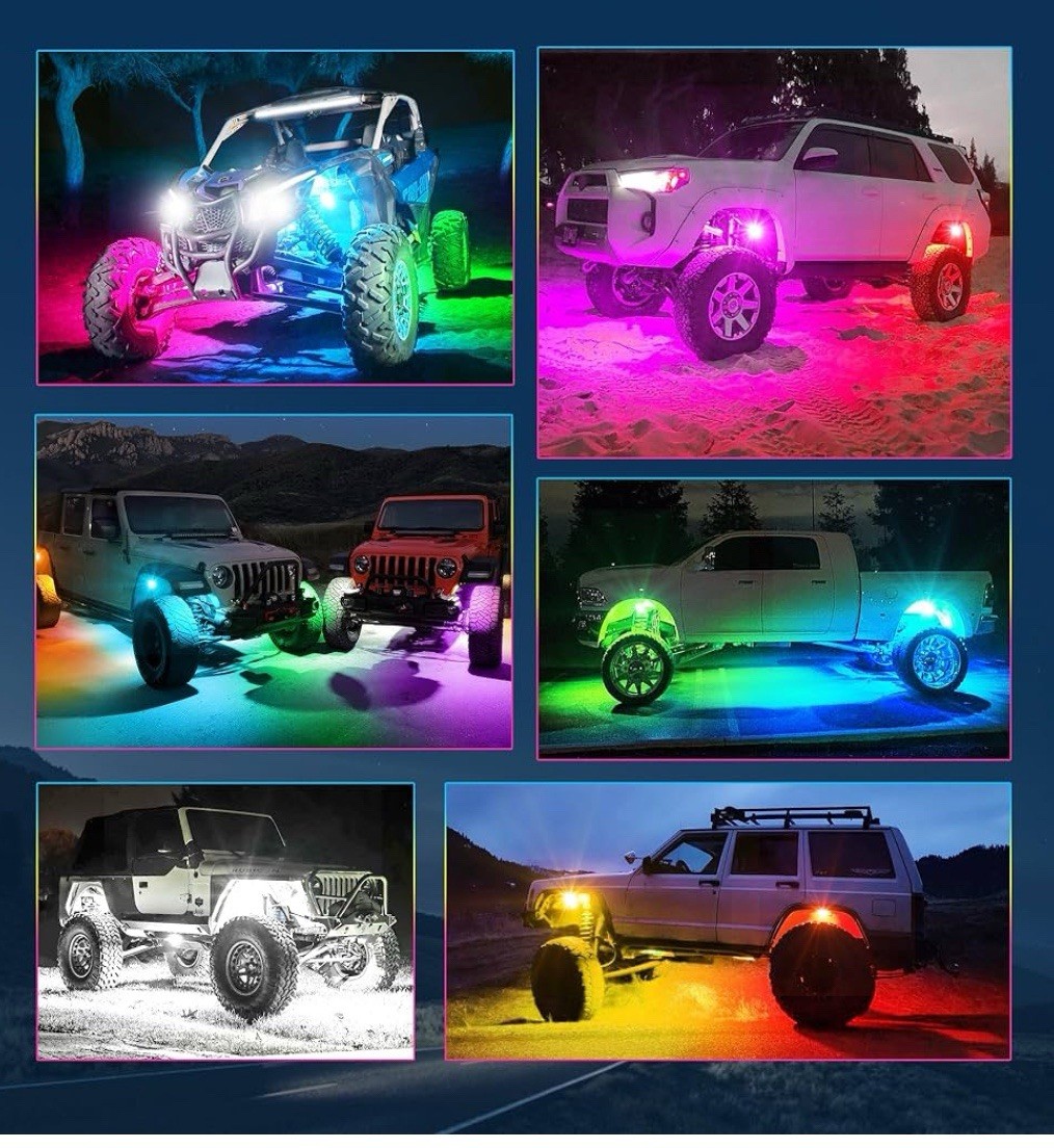 MICTUNING Q1 Max RGB+IC Rock Lights Chasing Dream Color – 8 Pods Underglow Light