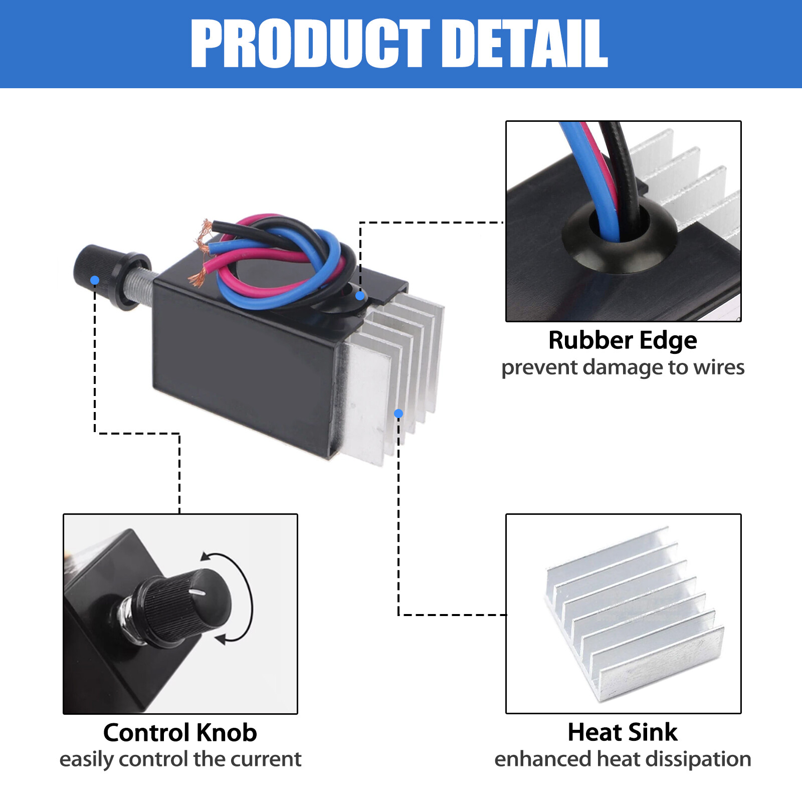 Universal DC 12V 24V Electronic Stepless Speed Control Motor Speed Controller