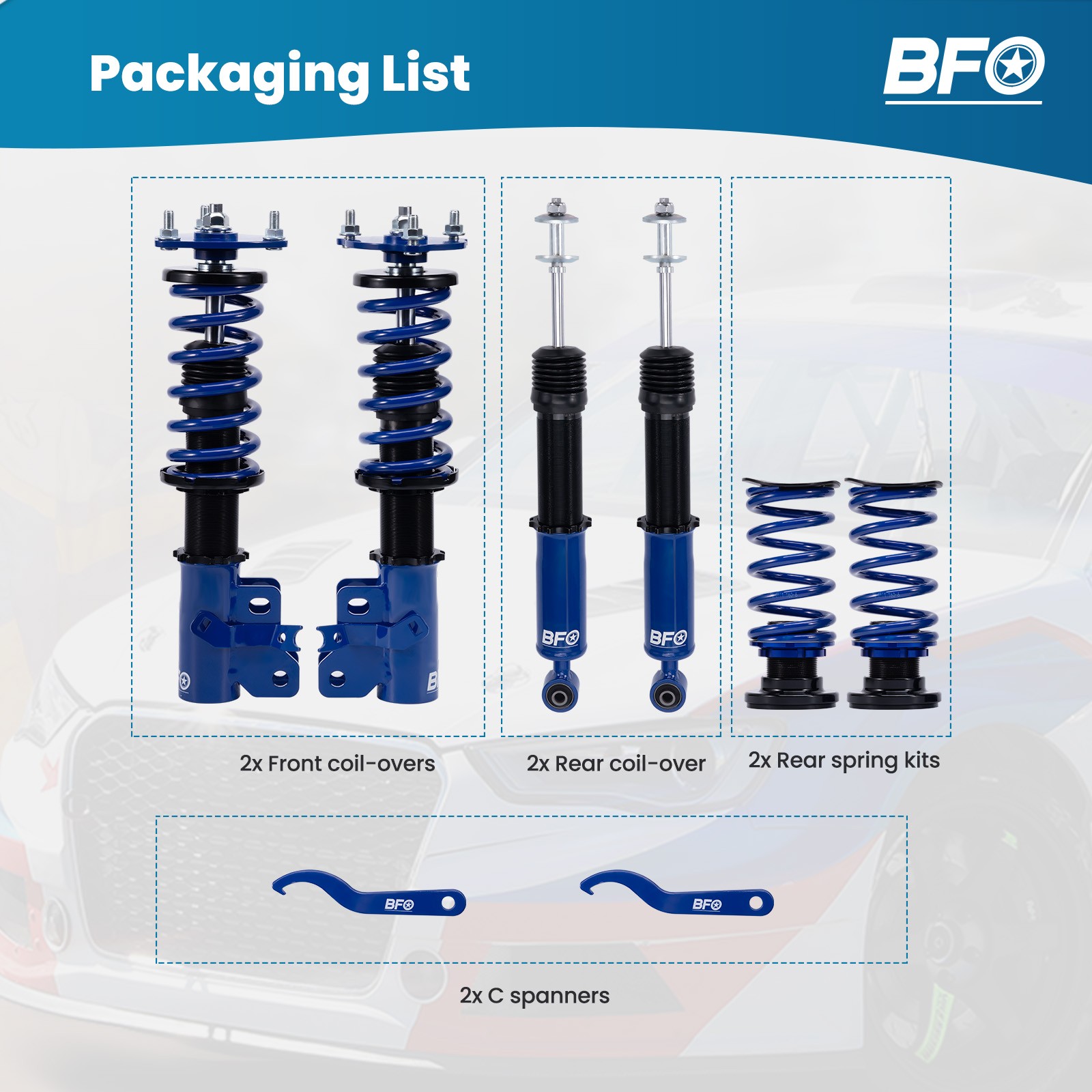 BFO Coilovers Struts Kit For Honda Civic Si EX LX Sedan 2006-2011 Adj. Height