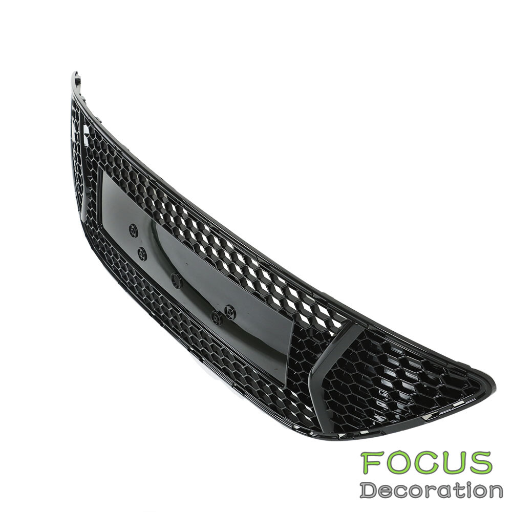 For 2013 14 Ford Focus Front Upper Bumper Grille Glossy Black Grill ABS Plastic