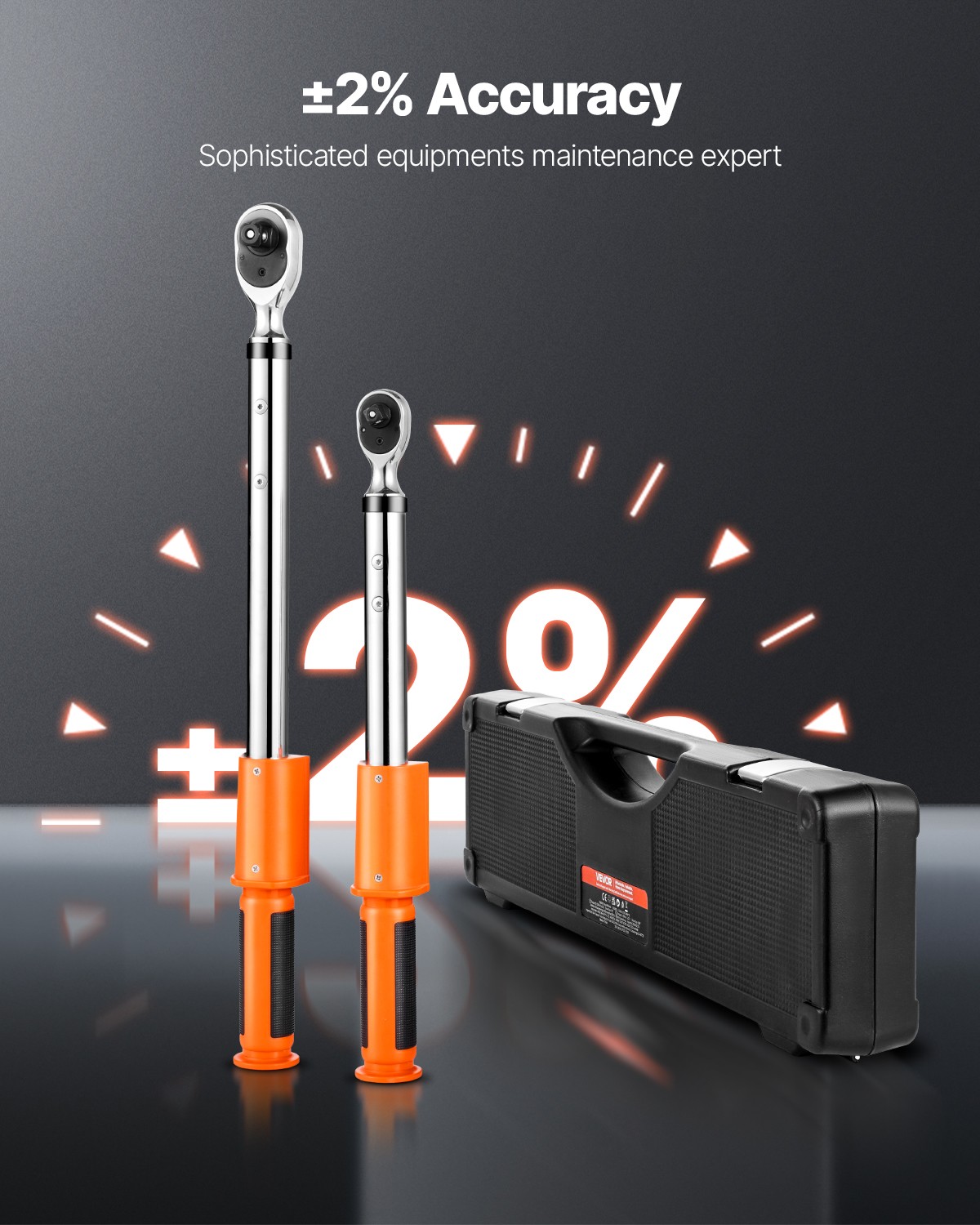 VEVOR Digital Torque Wrench Set 2Pieces 1/2 3/8In Drive 72-Tooth Electronic LED