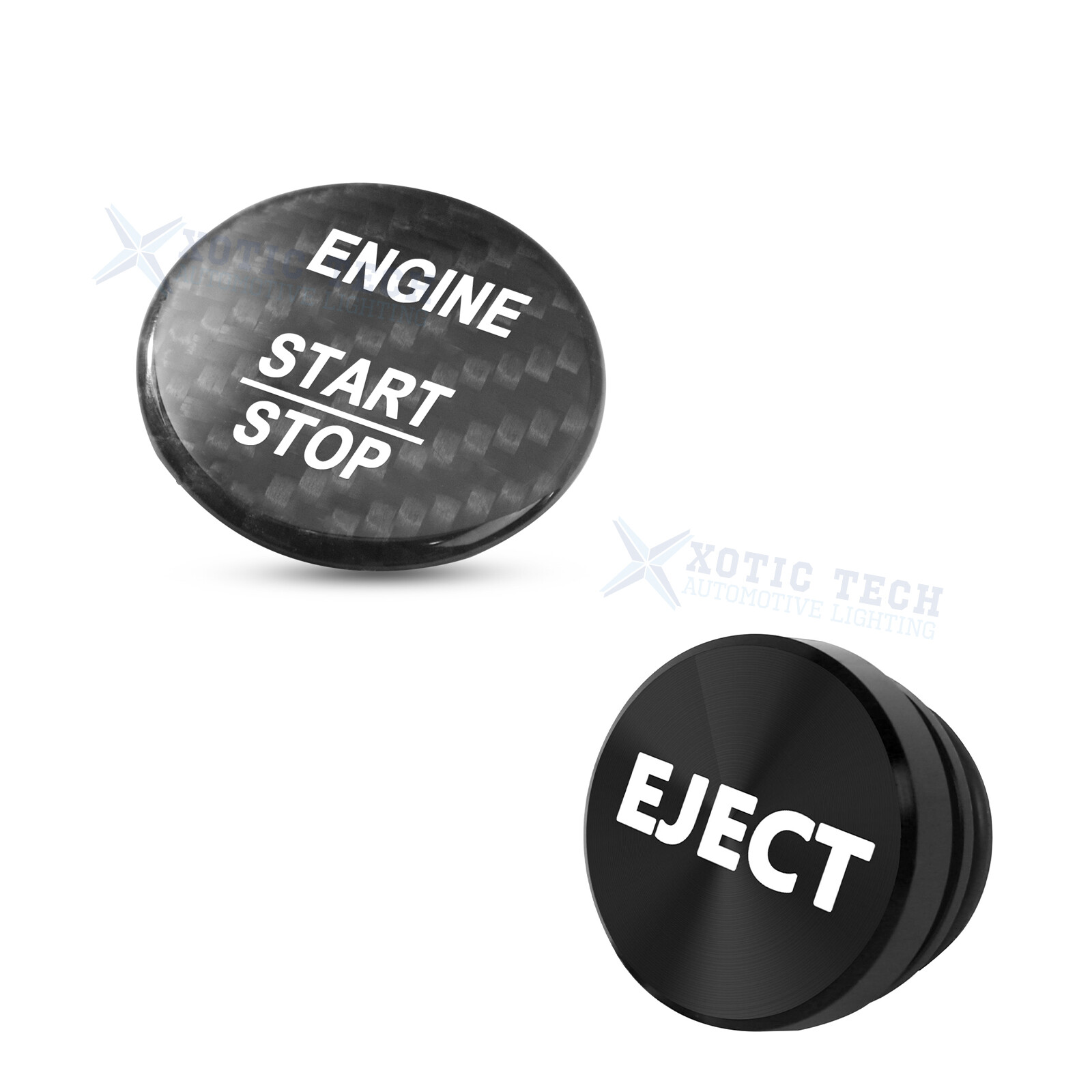 Black Carbon Engine Start + Cigarette Lighter Eject Button Trim For Mercedes B C