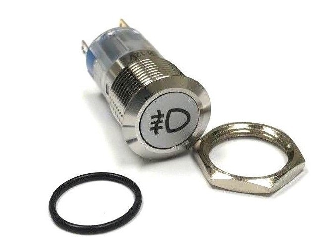 12V 19mm RED LED Marine Car Stainless Steel FOG LIGHT Push Button Switch USA