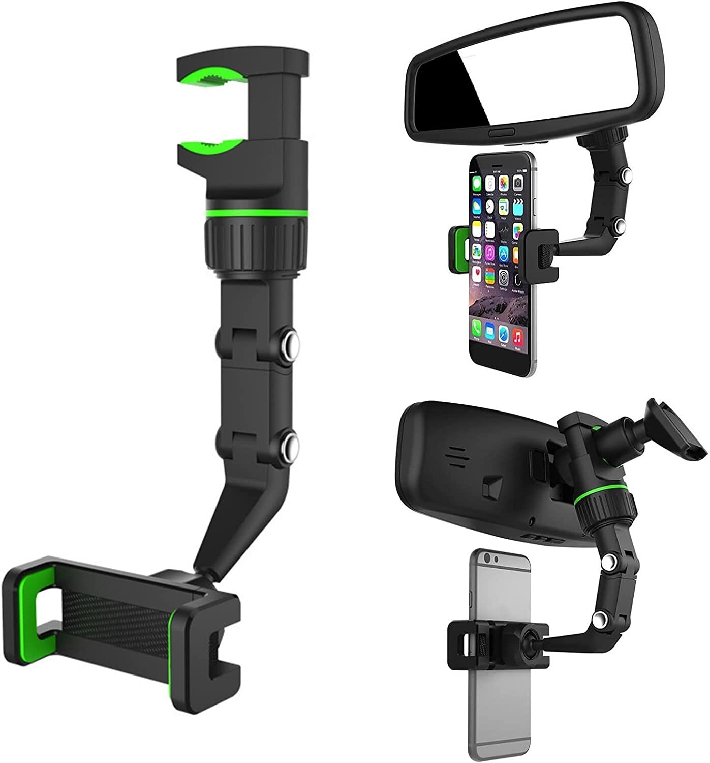 360° Car Rear View Mirror Mount Holder Stand for Apple iPhone Android Phone GPS