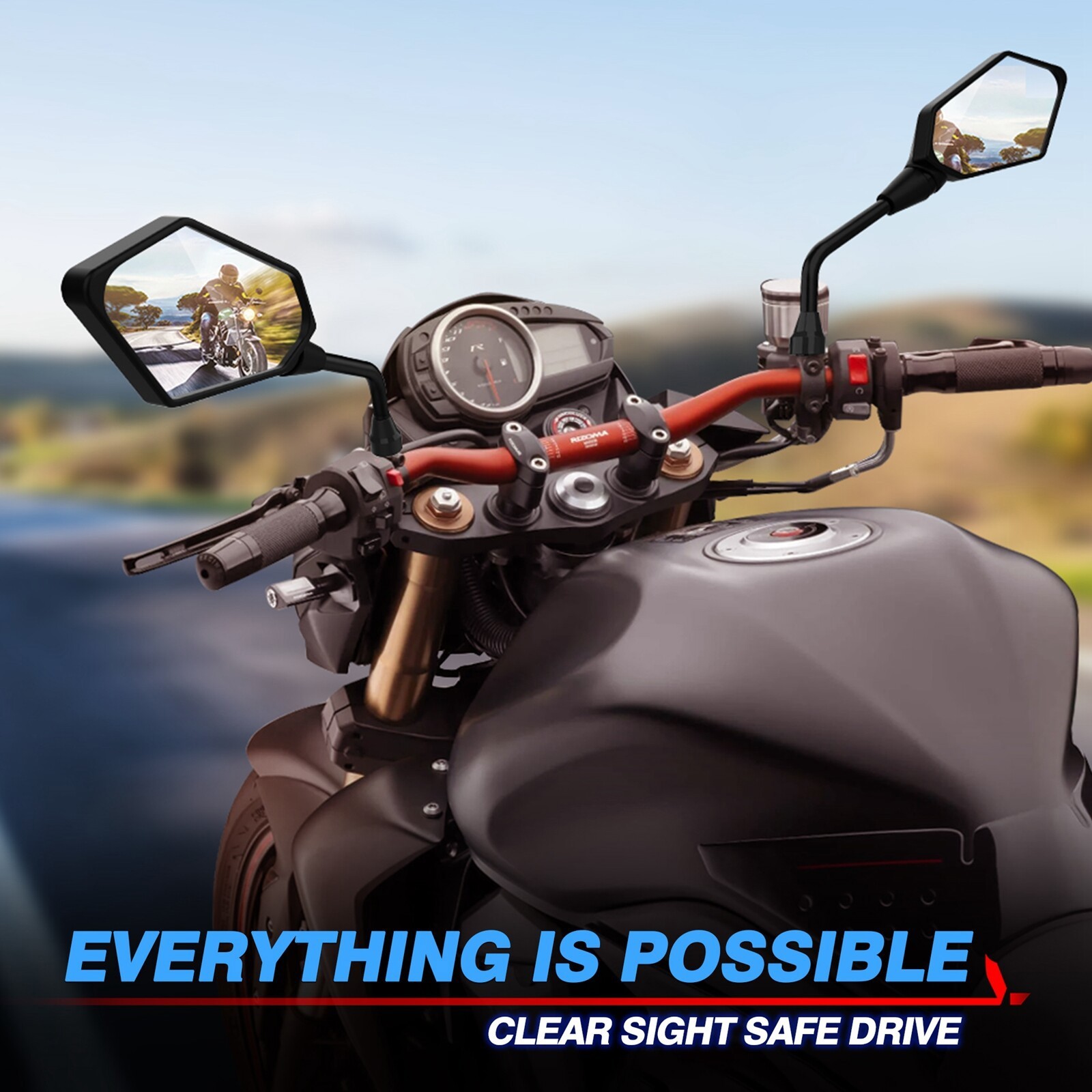 Pair 7/8″ 22mm Handlebar End Rearview Side Rear View Mirror Universal Motorcycle