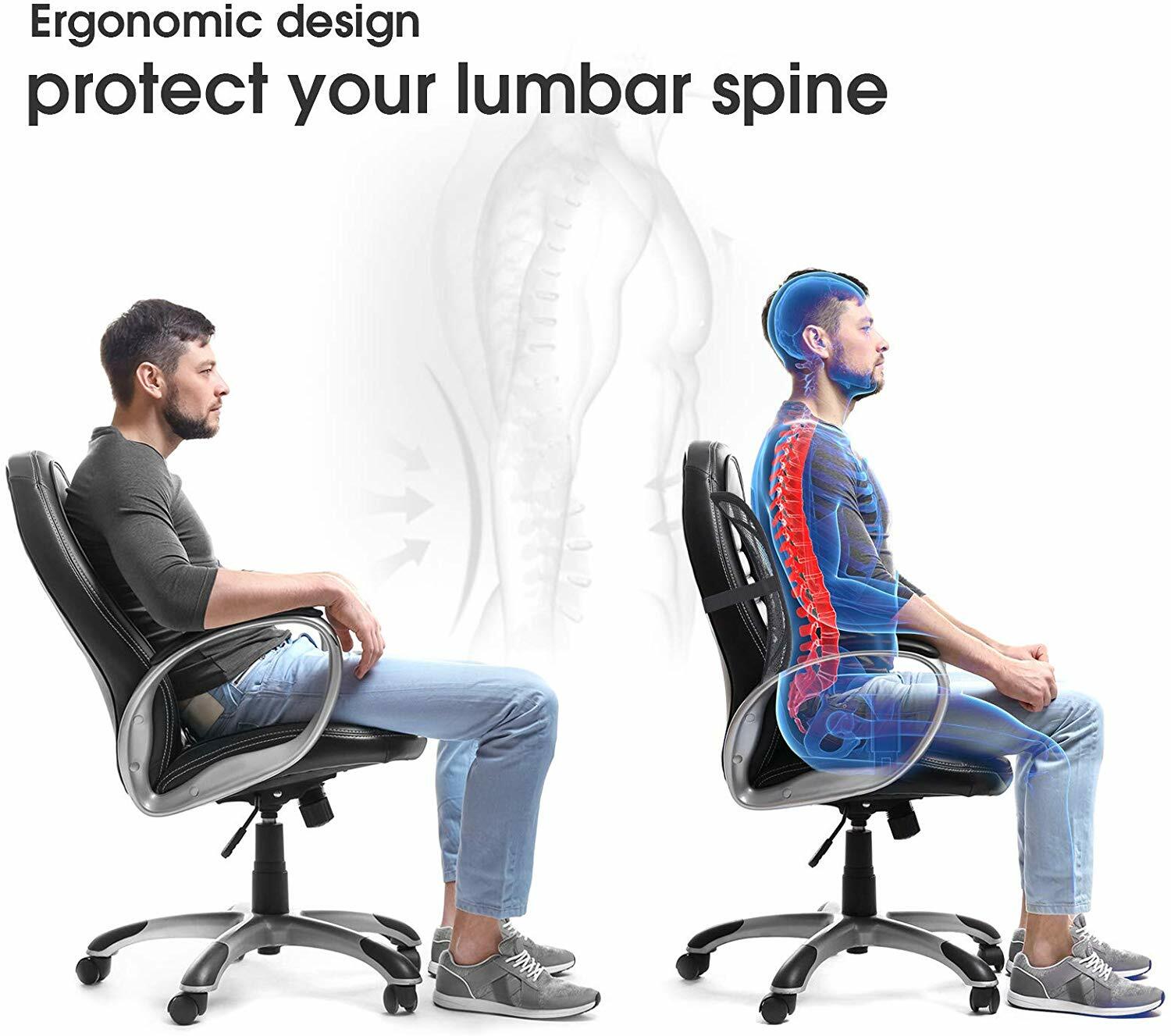 Universal 2x Mesh Back Support Lumbar Brace For Car Office Seat Chair Cushion