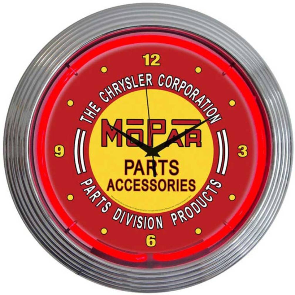 Neon Clock – Mopar Parts Vintage 15″ 8MPRED * Officially Licensed & FREE SHIP!