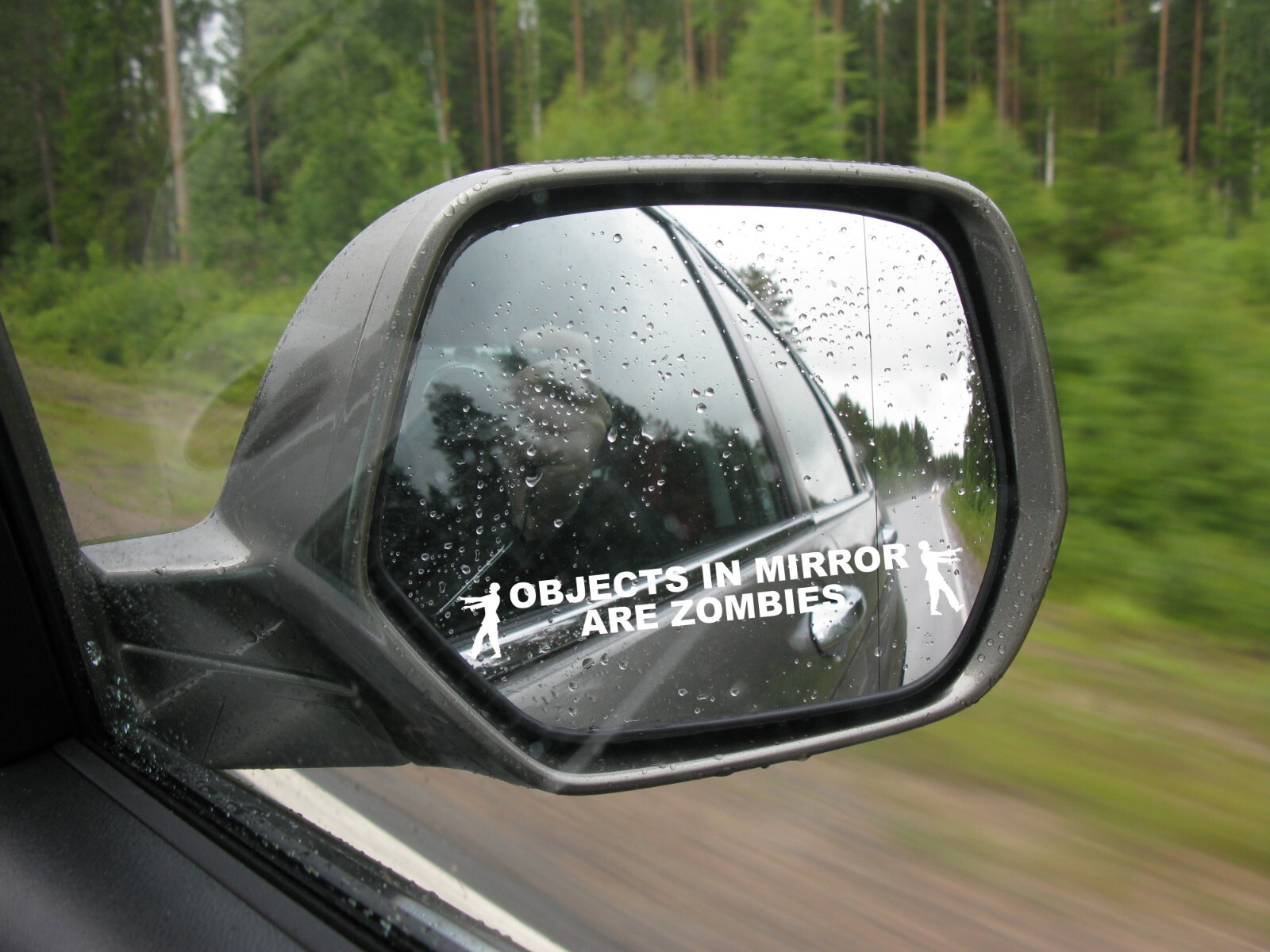 Objects In Mirror Are Zombies Joke Funny Hunting Car Vinyl Sticker Decal 5″
