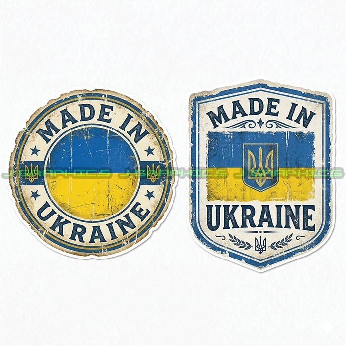 Made In Ukraine Ukrainian Flag Vinyl Decal Sticker 2 Pack A