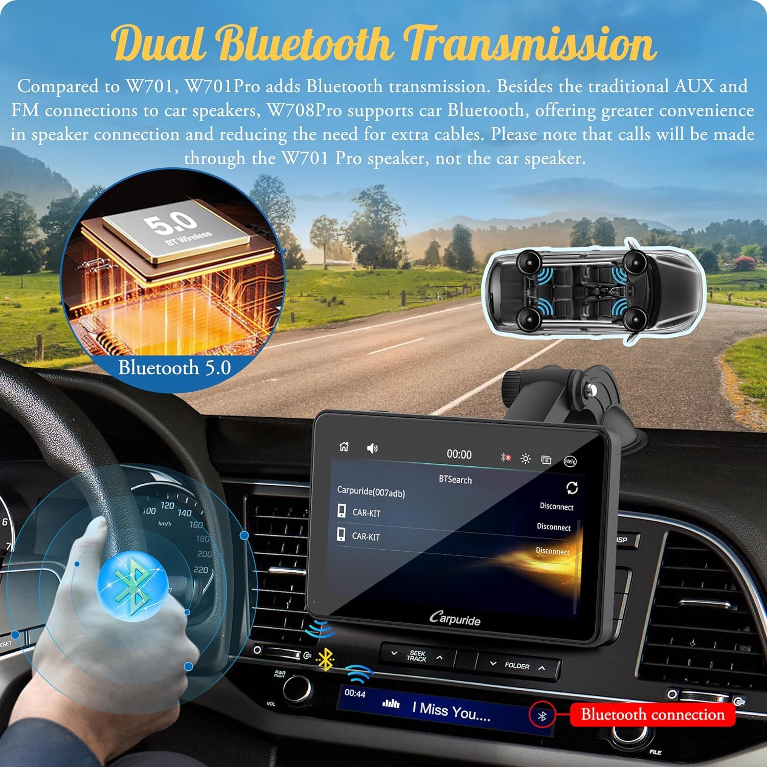 Carpuride W701Pro Wireless Apple Carplay Android Auto Car Stereo Dual Bluetooth