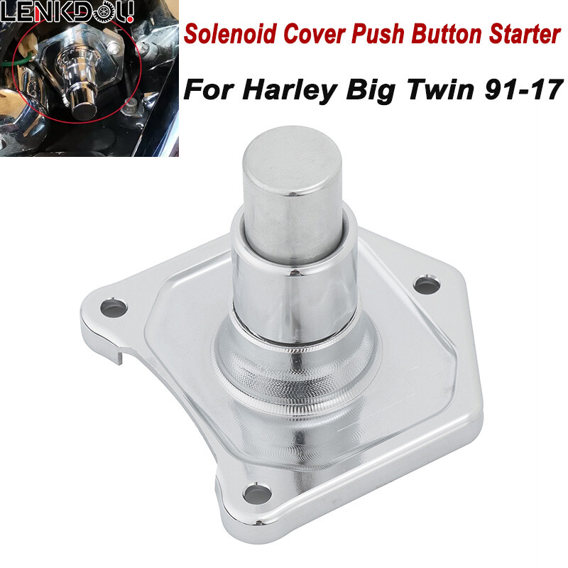 Cnc Solenoid Cover Push Button Starter Switch For Harley Big Twin Dyna 1991-2017