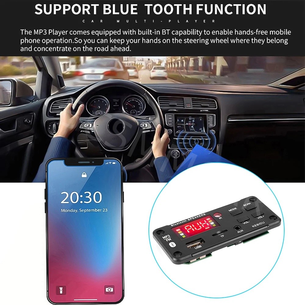 Bluetooth 5.0 Decoder Board Car MP3 Player Power Amplifier USB TF AUX FM Radio