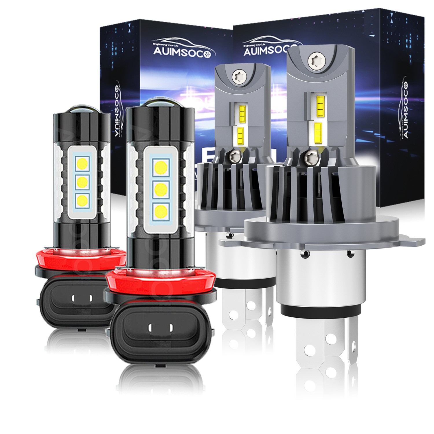 For 2007-2015 Nissan Tiida White LED Headlights Fog Light Bulbs Kit 50,000 hours