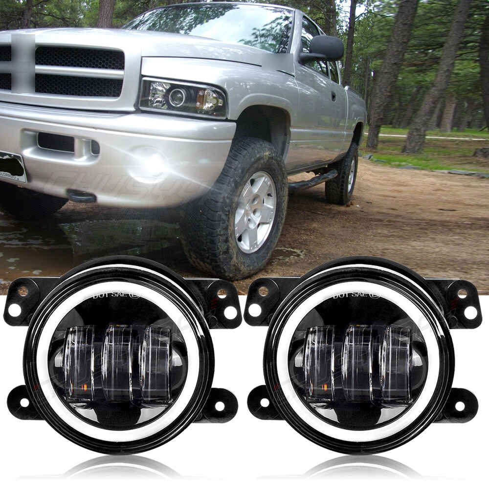 4inch Round LED Fog Lights Front Bumper For 1994-2001 Dodge RAM 1500 2500 3500