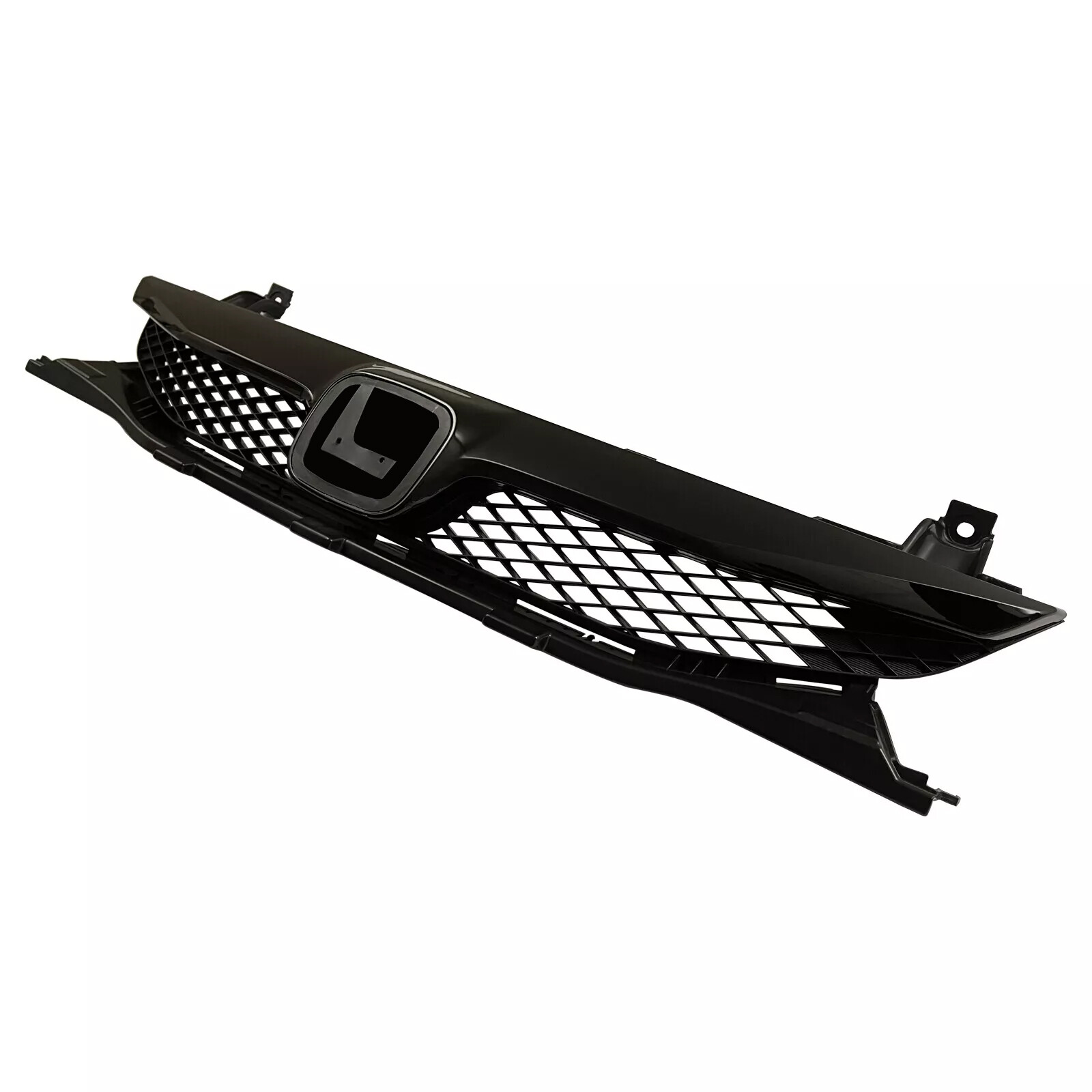 For 2009 2010 2011 Honda Civic Sedan Gloss Black Front Bumper Upper Grille Grill