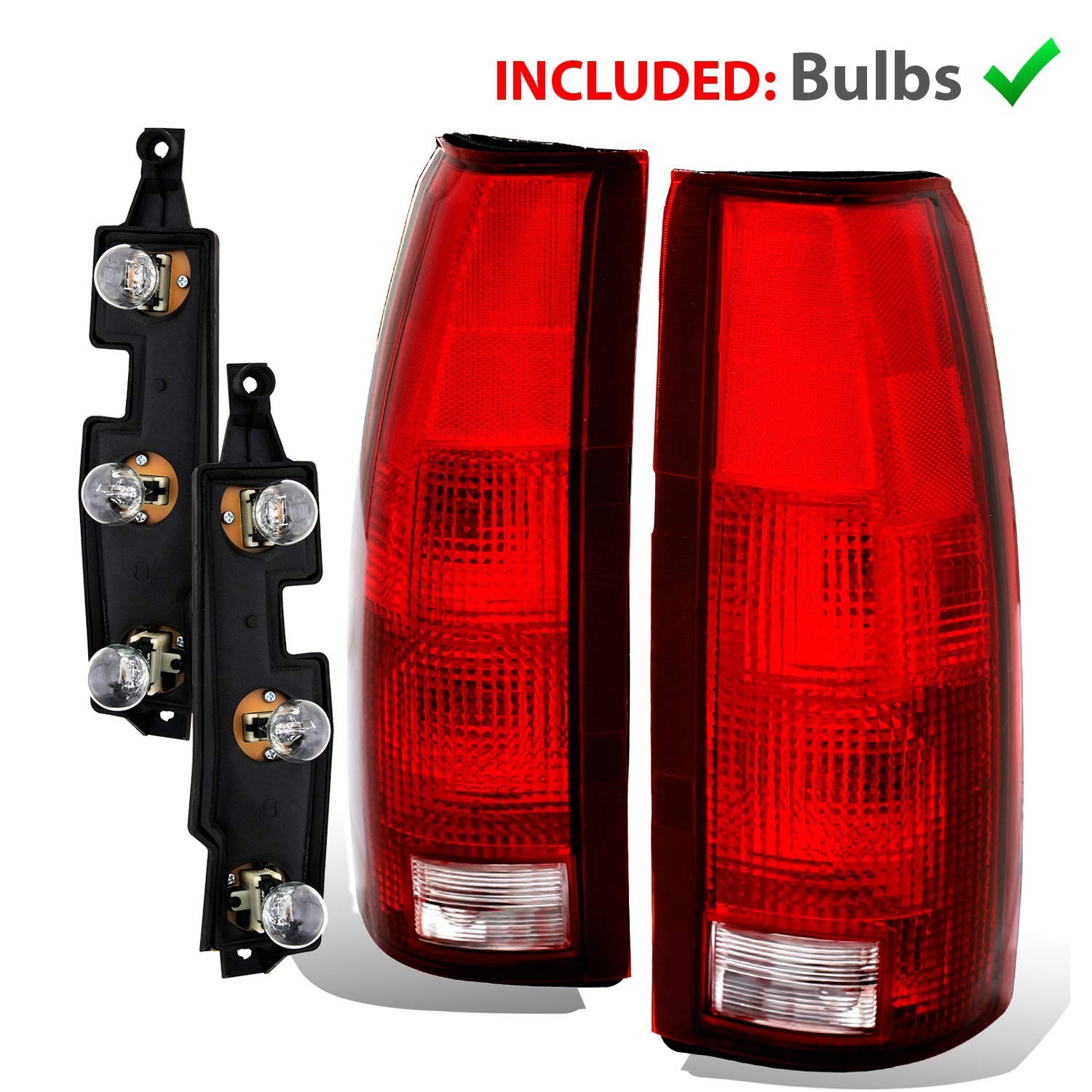 Red Replacement Halogen Tail Lights Pair for 1988-2000 Chevy GMC C/K Truck Tahoe