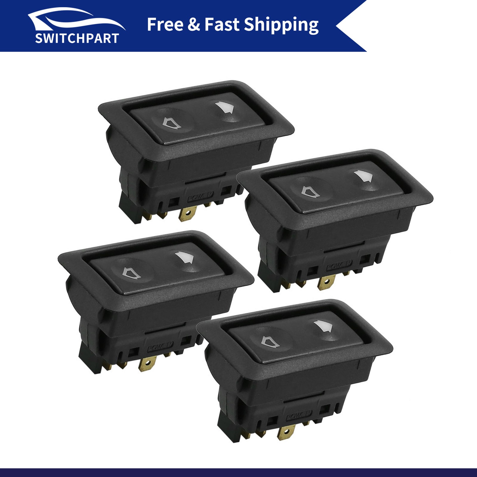 DC 12V 6 Pins Momentary Electric Illuminated Power Window Switch Universal-4 pcs