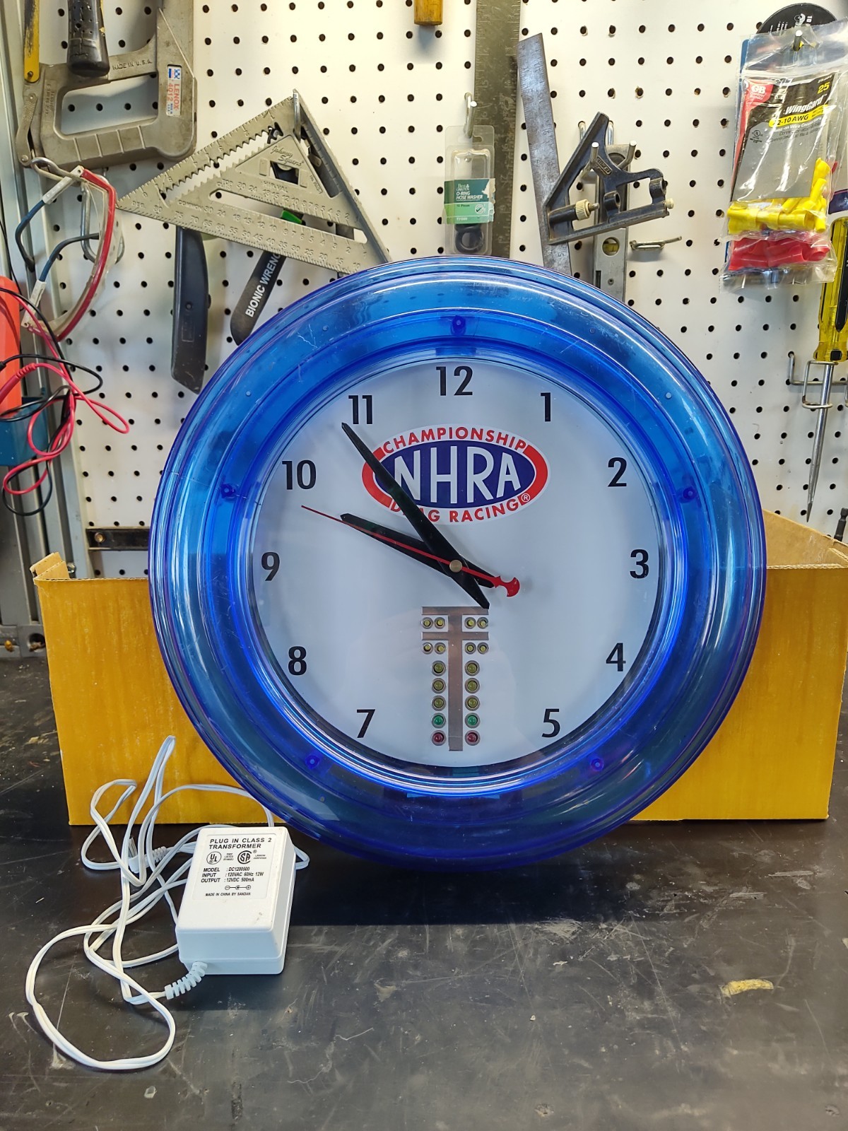 Wall Clock NHRA Championship Drag Racing Tree Lights-Neon Bulb Has Been Removed