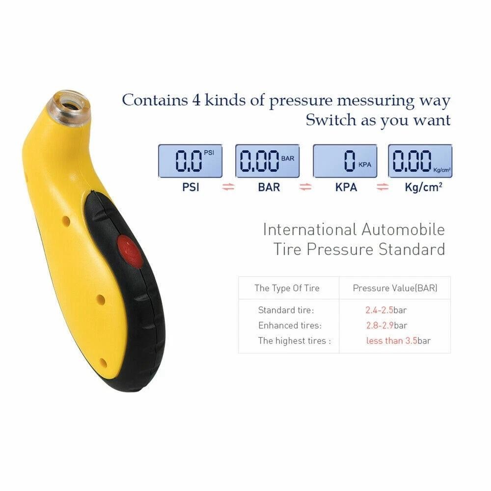 2026 Car Motorcycle Tyre Gauge Tire Air Pressure Guage LCD Digital Meter Tester
