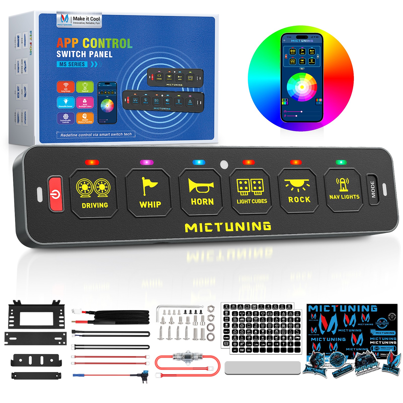 Universal 8 Gang Switch Panel On-Off LED Car Switch Panel Circuit Control 12/24V
