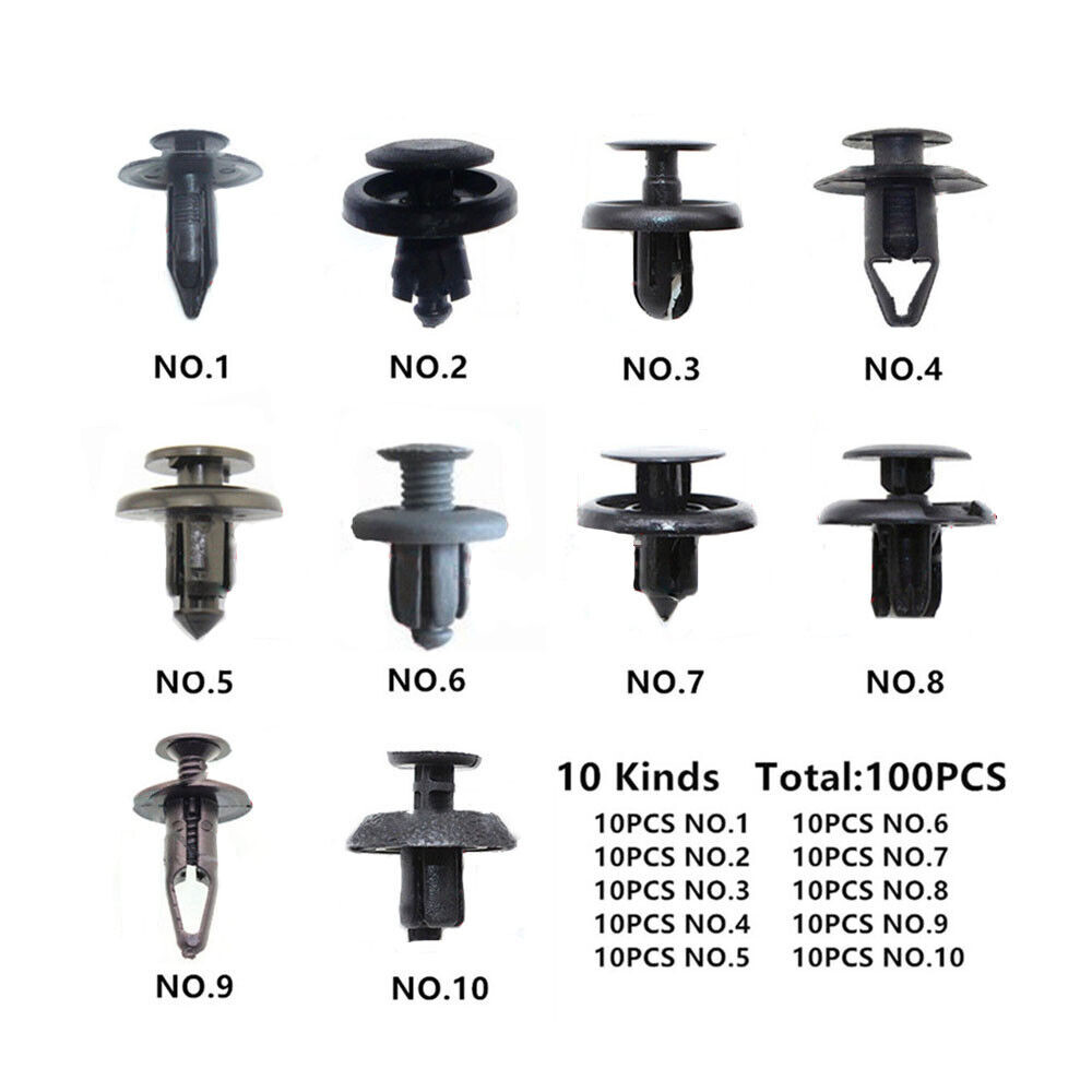100PCS Clips Kit Trunk Screws Rivets Car Bumper Fender Auto Plastic Fastener