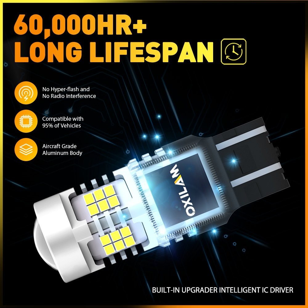 OXILAM 7444 LED DRL Light Bulbs White 6500K Super Bright 2400LM Upgrade 2-10X