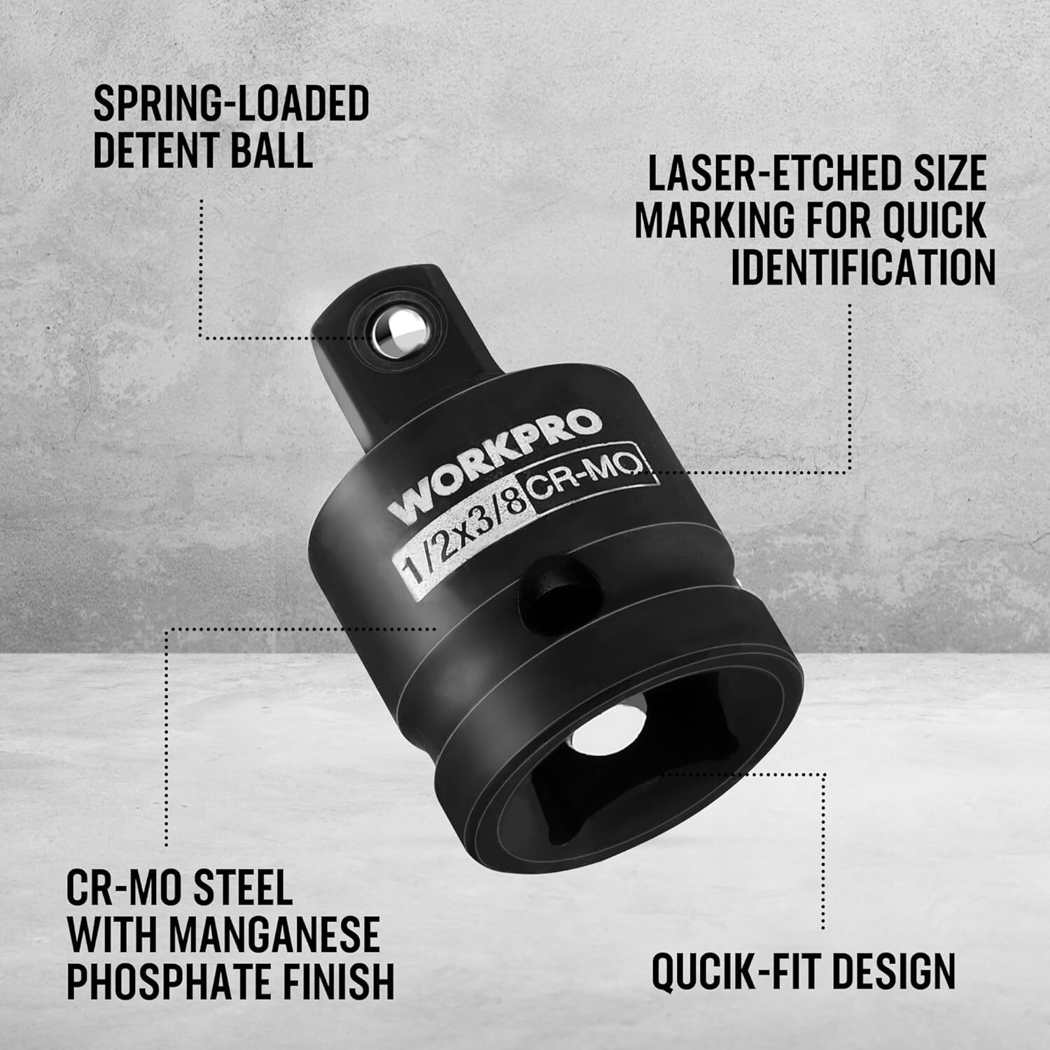 WORKPRO 10 Pieces Impact Socket Adapter Set with a Heavy-Duty Case Black NEW