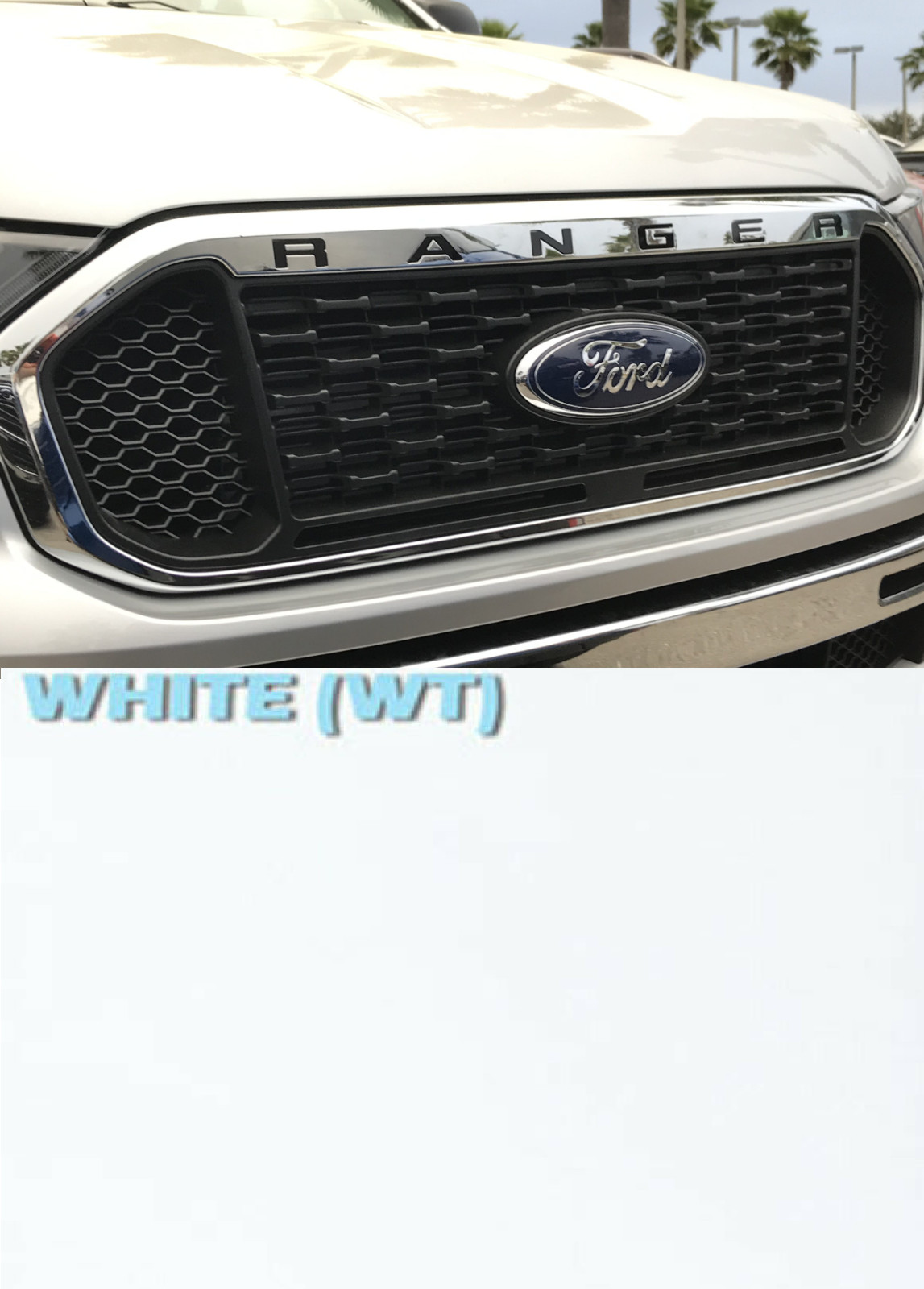 White Front Grille Letters ABS Plastic Inserts Inlay for 2019-2022 Ford Ranger