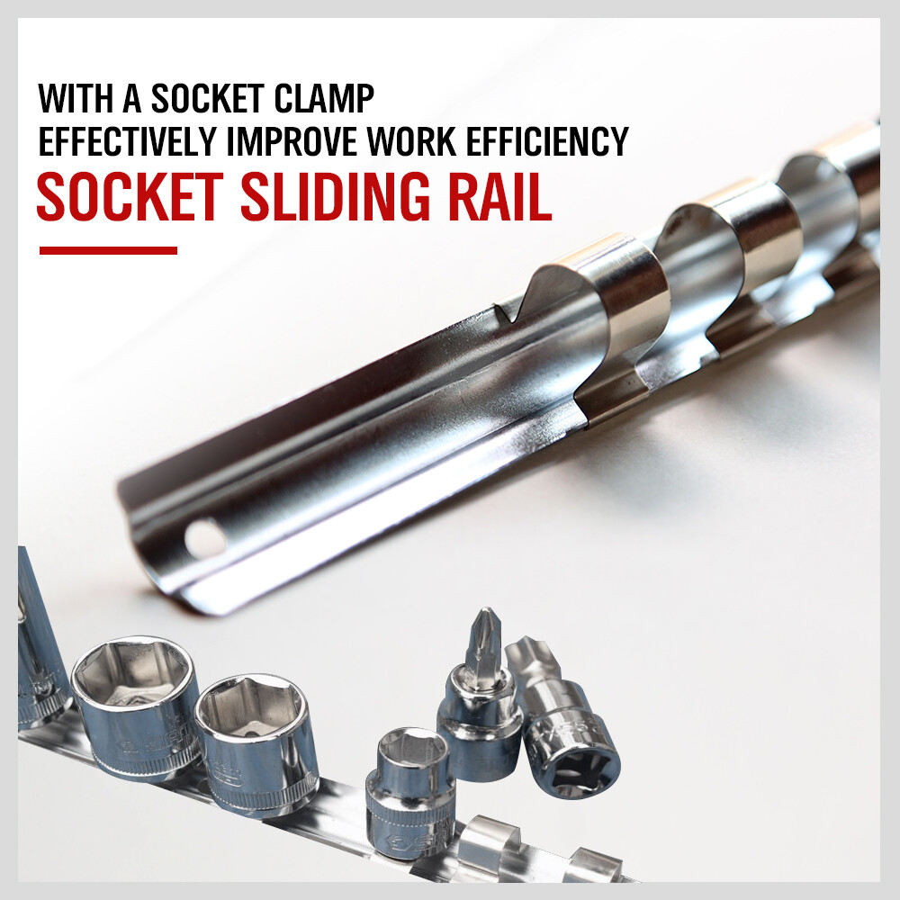 3PC Socket Holder Sliding Rail Tray Organizer 1/4″ 3/8″ 1/2″Mountable Steel Rack