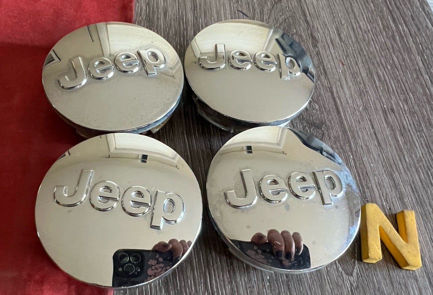 #N (Set 4) 2009-2023 Jeep Chrome Center Caps 2.5″ 1LB77TRMAB 1LB77TRMAC
