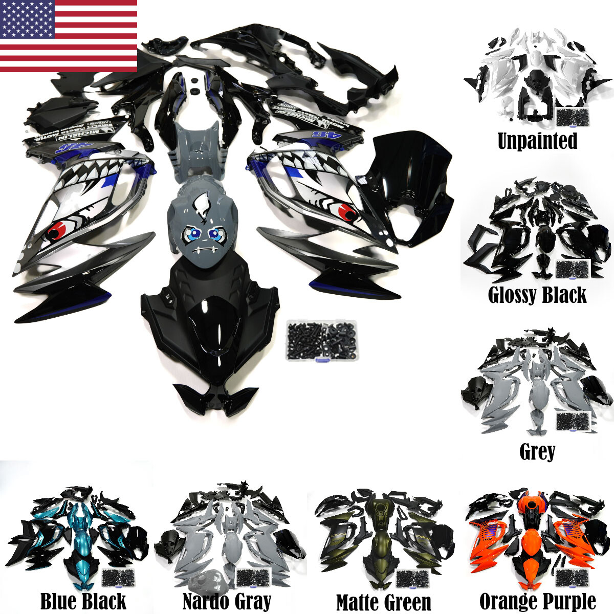Fairing Kit Injection Molded Bodywork + Bolts For Kawasaki Ninja 650 2020-2025