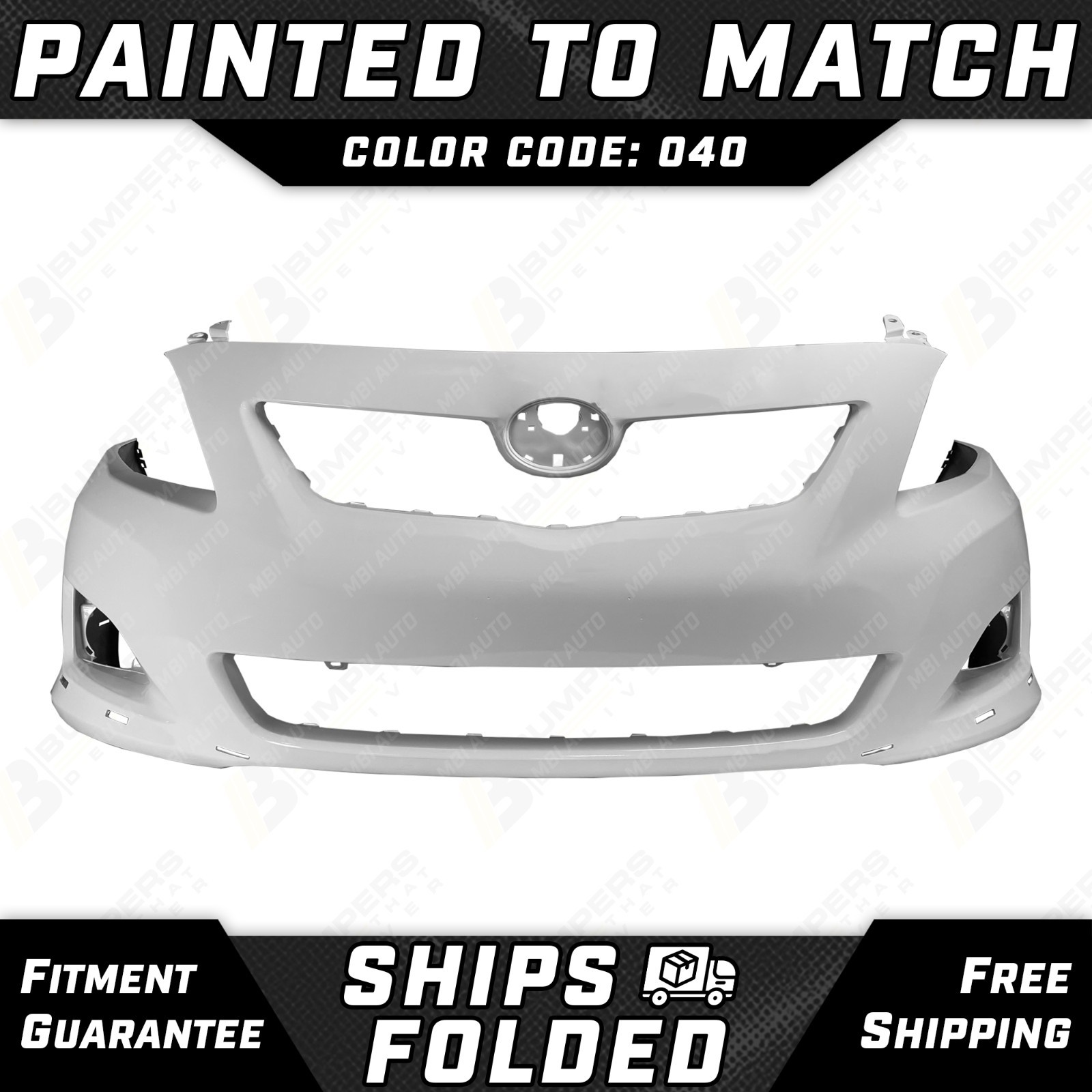 NEW Painted *040 – White* Front Bumper Cover for 2009-2010 Toyota Corolla S XRS