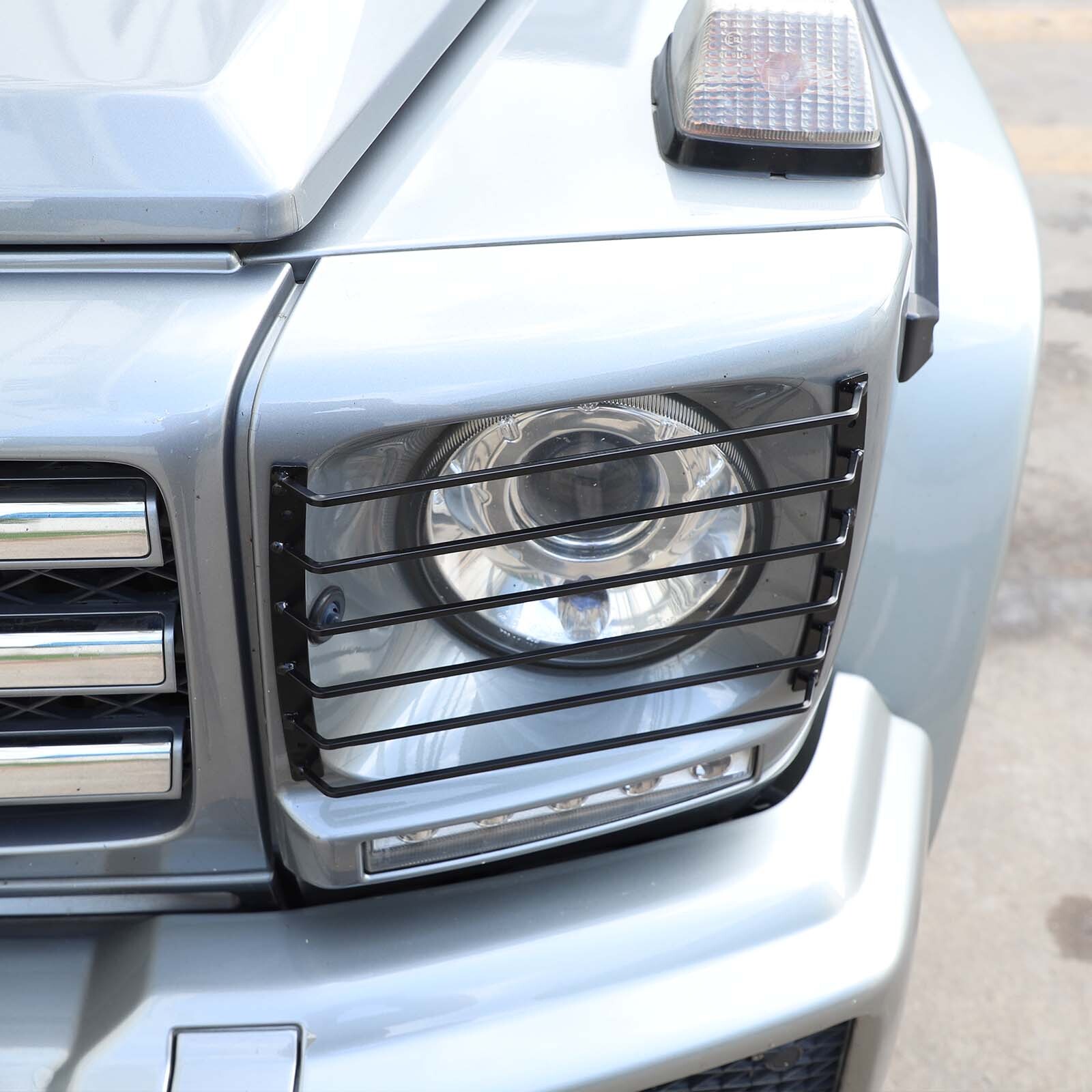 2PCS Carbon Steel Headlight Protective Net Cover For Benz G-Class 2007-2018
