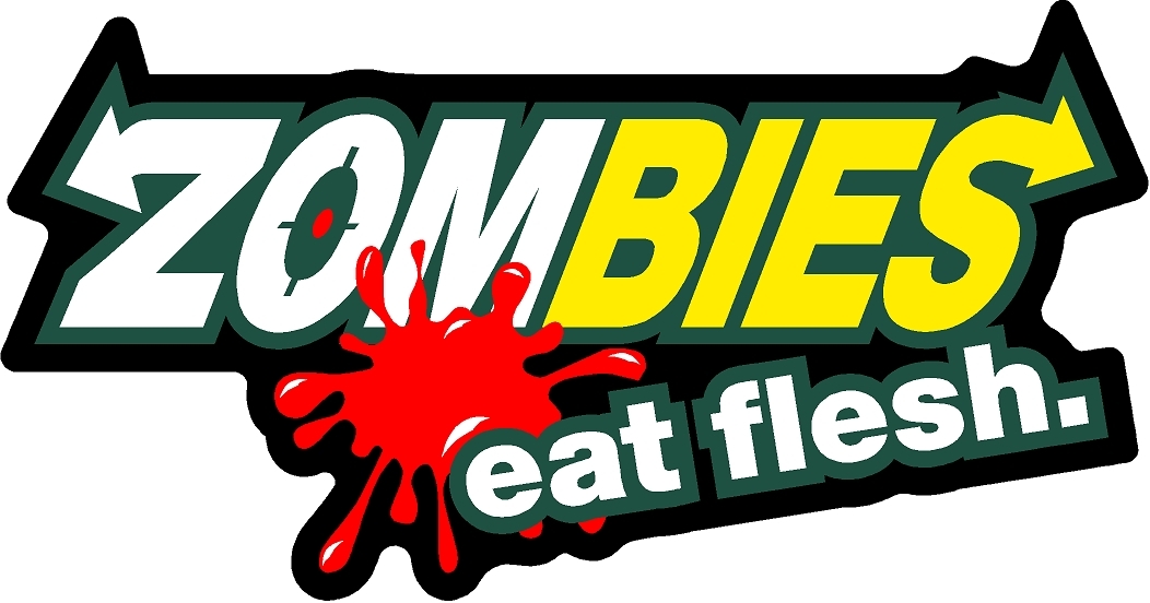 Two 3.5″ x 7″ Zombies Eat Flesh! Decal Sticker Bio Hazard Outbreak Response 1273