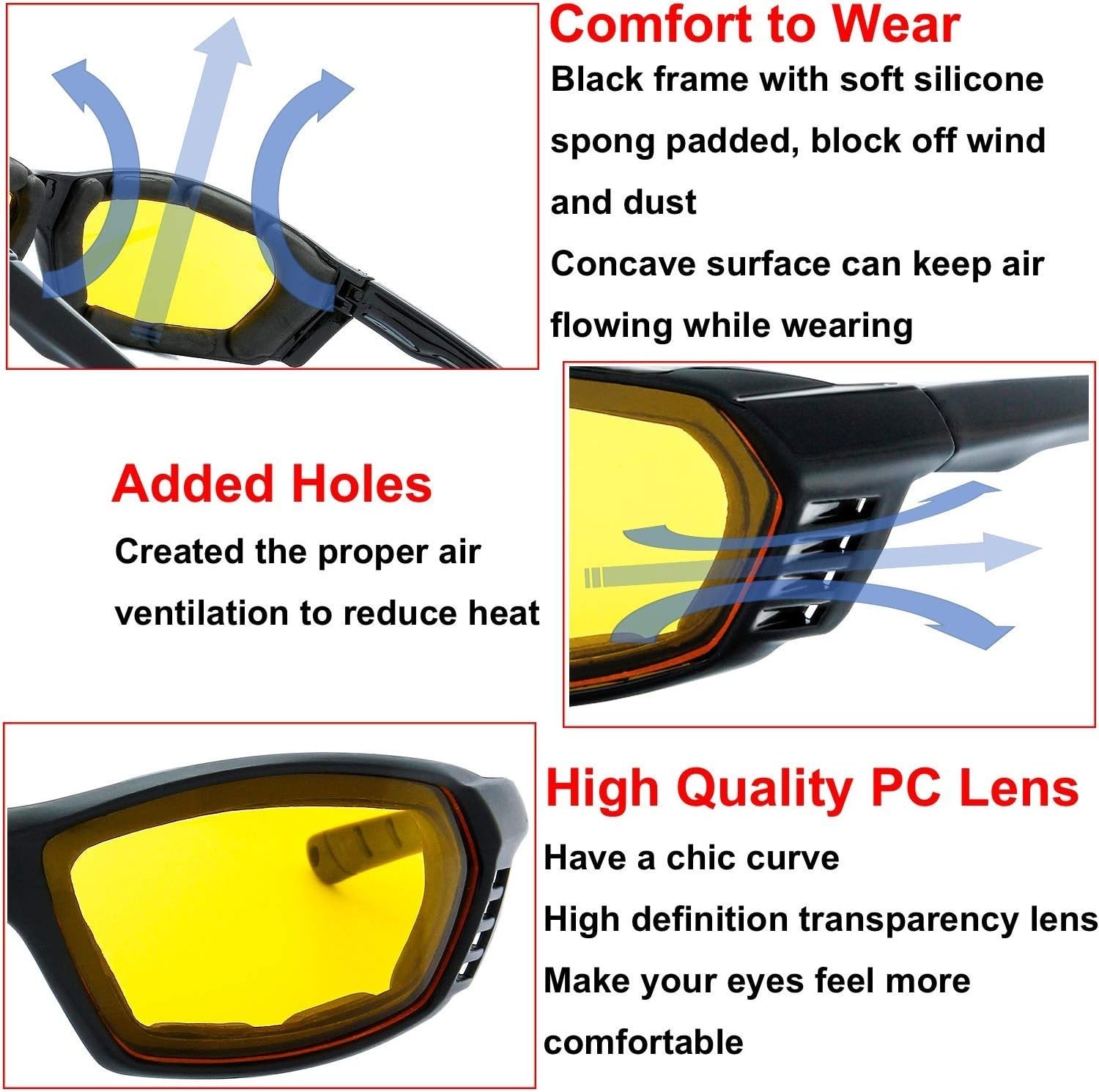 Versatile Cycle Riding Goggles with 100% UV Protection – 3 Lens Options Included