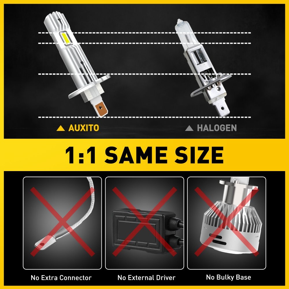 2PC H1 LED Headlight Bulbs Conversion Kit High Low Beam Super Bright 6500K White