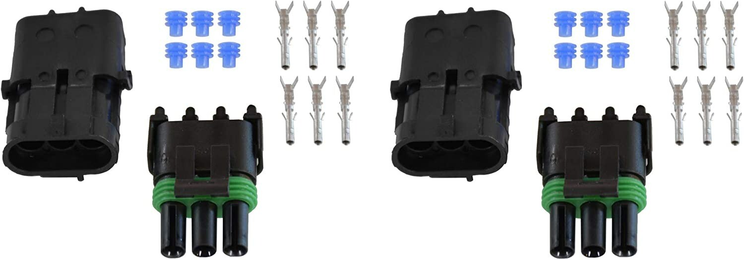 WEATHER PACK 3 PIN CONNECTOR 12-16 AWG Wire Watertight Quick Connect Qty 2