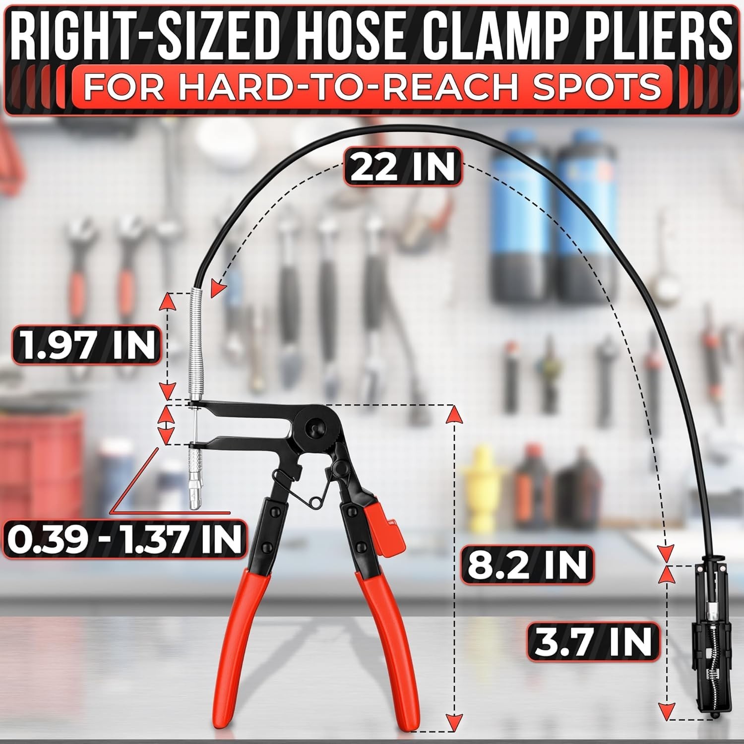 Versatile Radiator Hose Clamp Pliers, Fits 0.39″-1.97″ Clamps, Carbon Steel