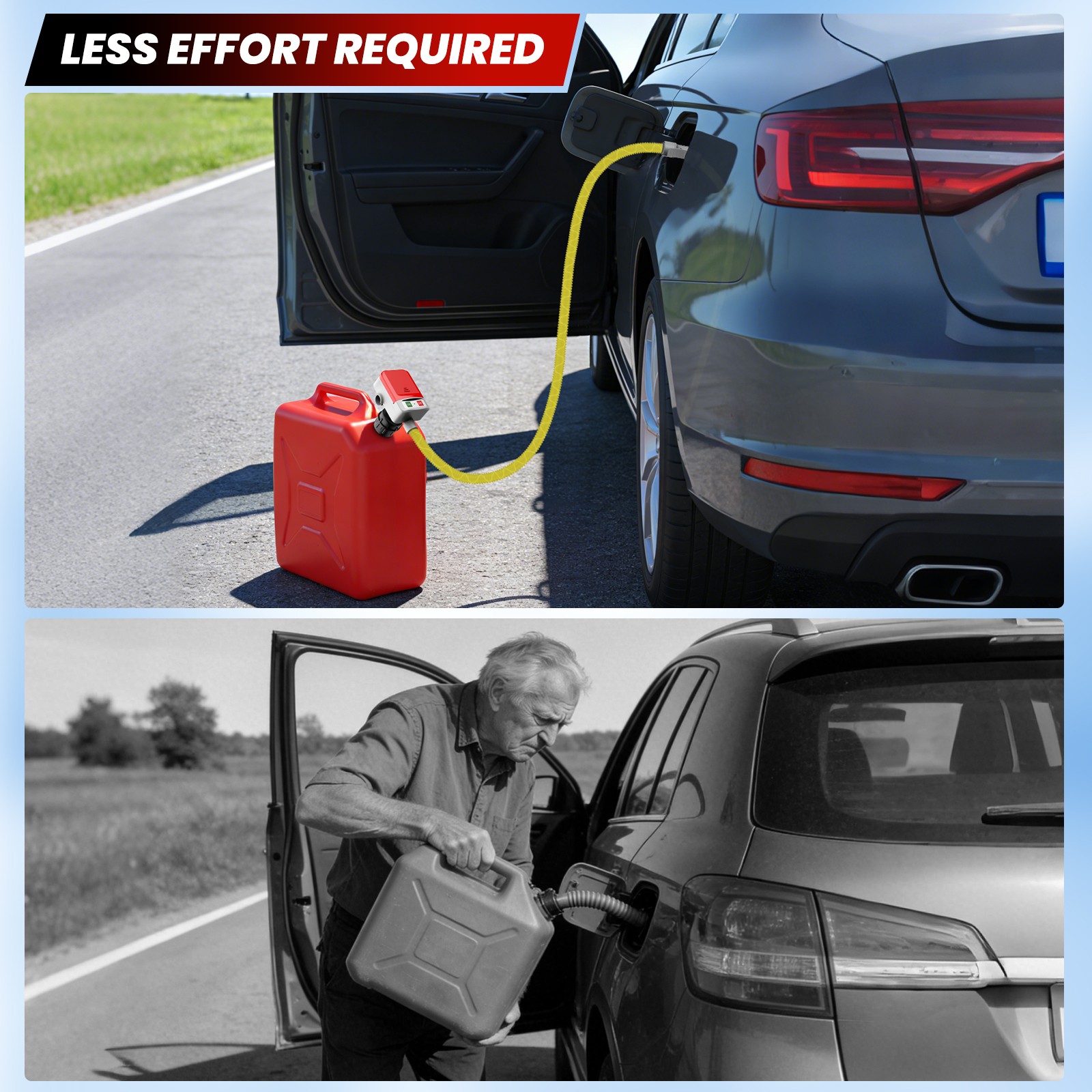 2in1 Automatic Portable Fuel Transfer Pump, Auto-Stop for Gas Diesel&Oil 3.2 GPM