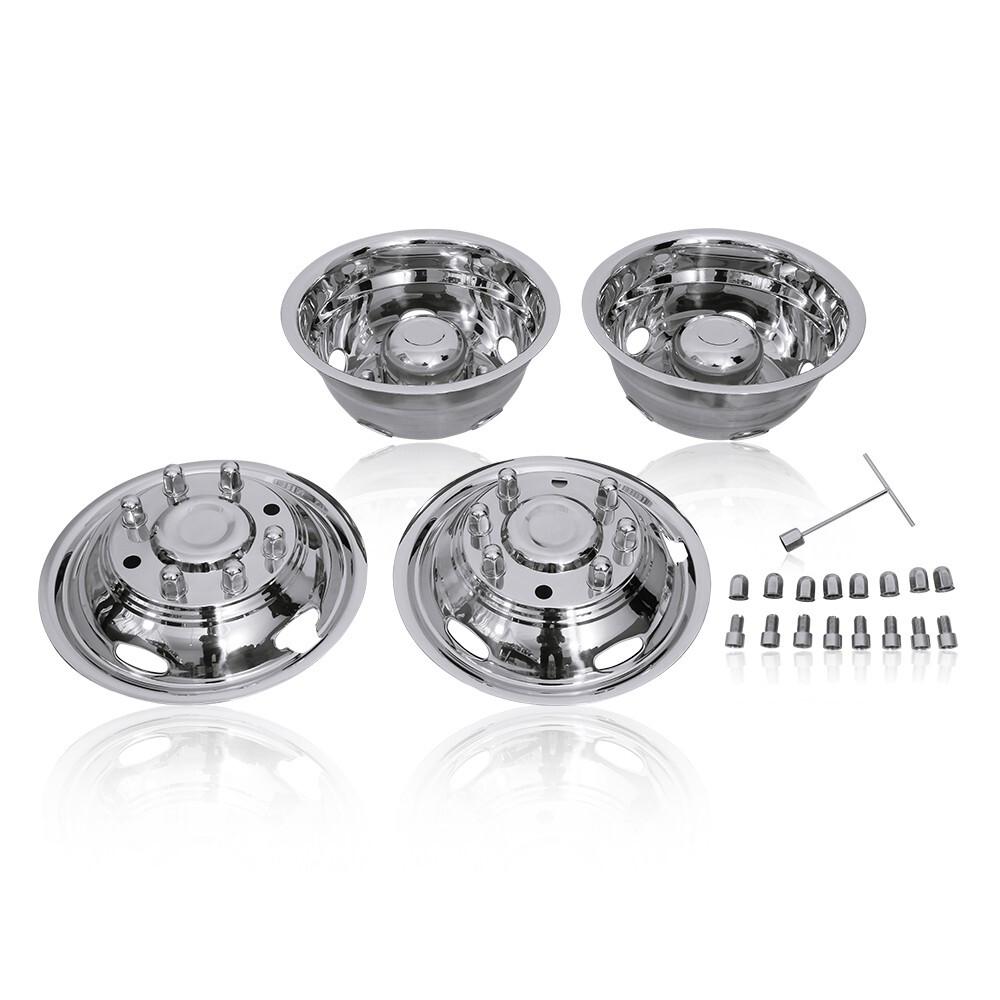 4pcs 17″ wheel simulator Stainless Steel Dually 8 lug for 11-21 Chevy GMC 3500