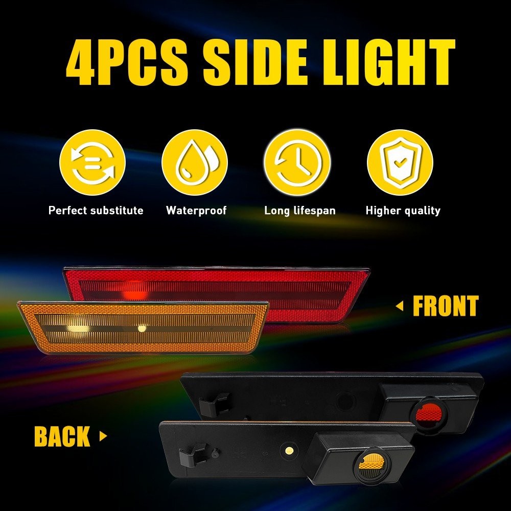 Front&Rear Lens Side Marker Lights Covers Kit For 2008-2014 Dodge Challenger