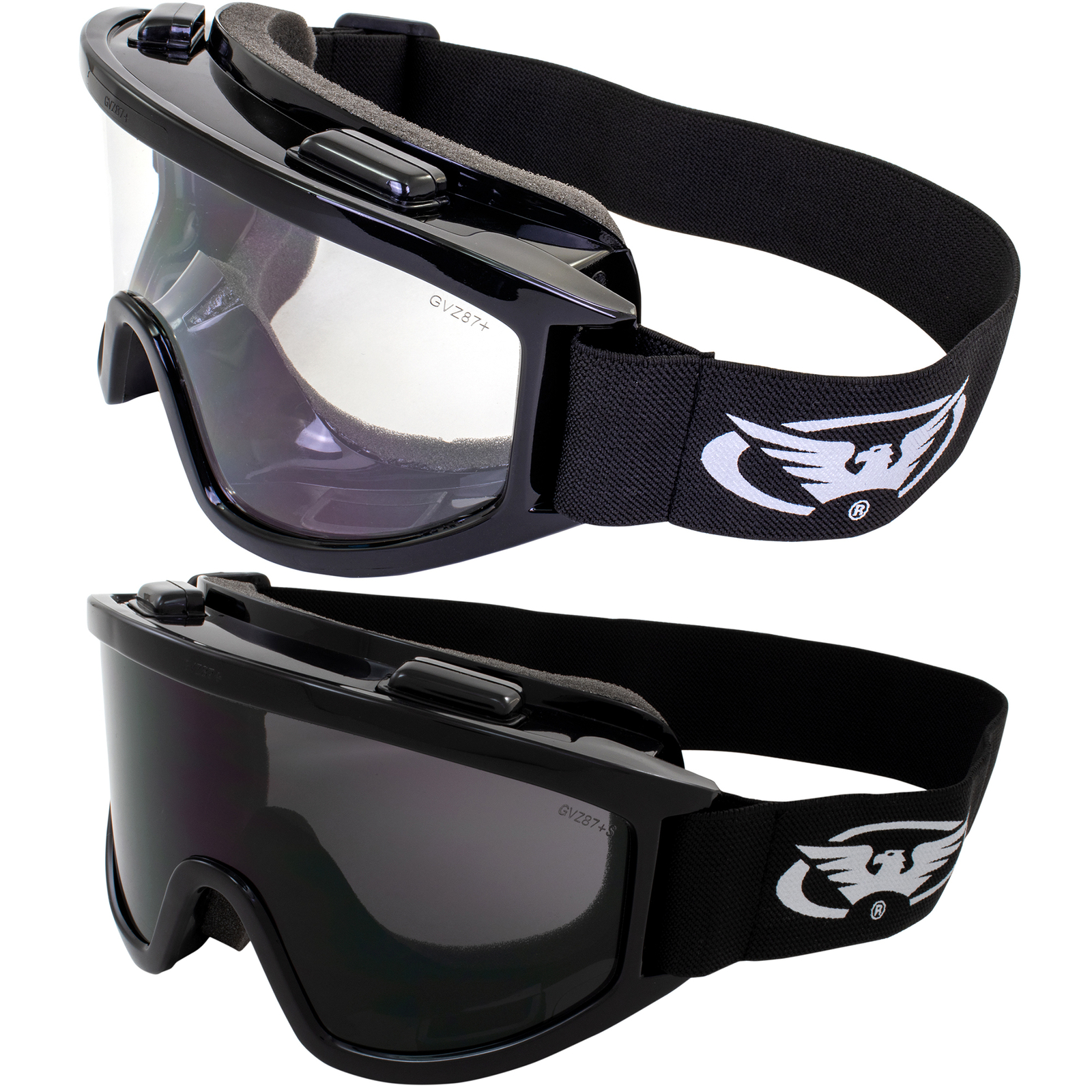 2 Pairs of Global Vision Windshield Padded Motorcycle Riding Goggles ANSI Z87.1