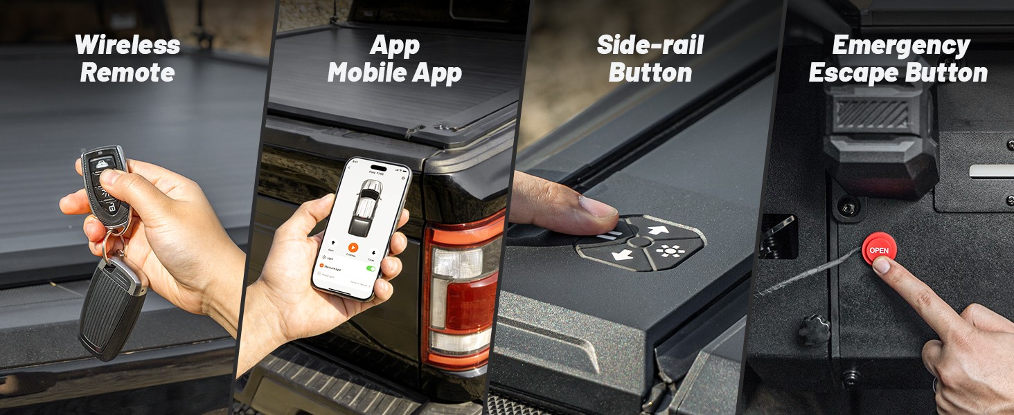 WOLFBOX Power Retractable Tonneau Cover Truck Bed Cover with Remote Control &App