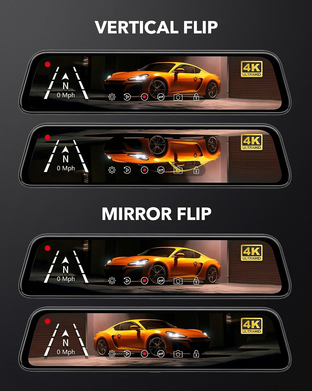 12″ Rearview Mirror Car DVR Dual Dash Cam G840S Camera Front Rear Video Recorder