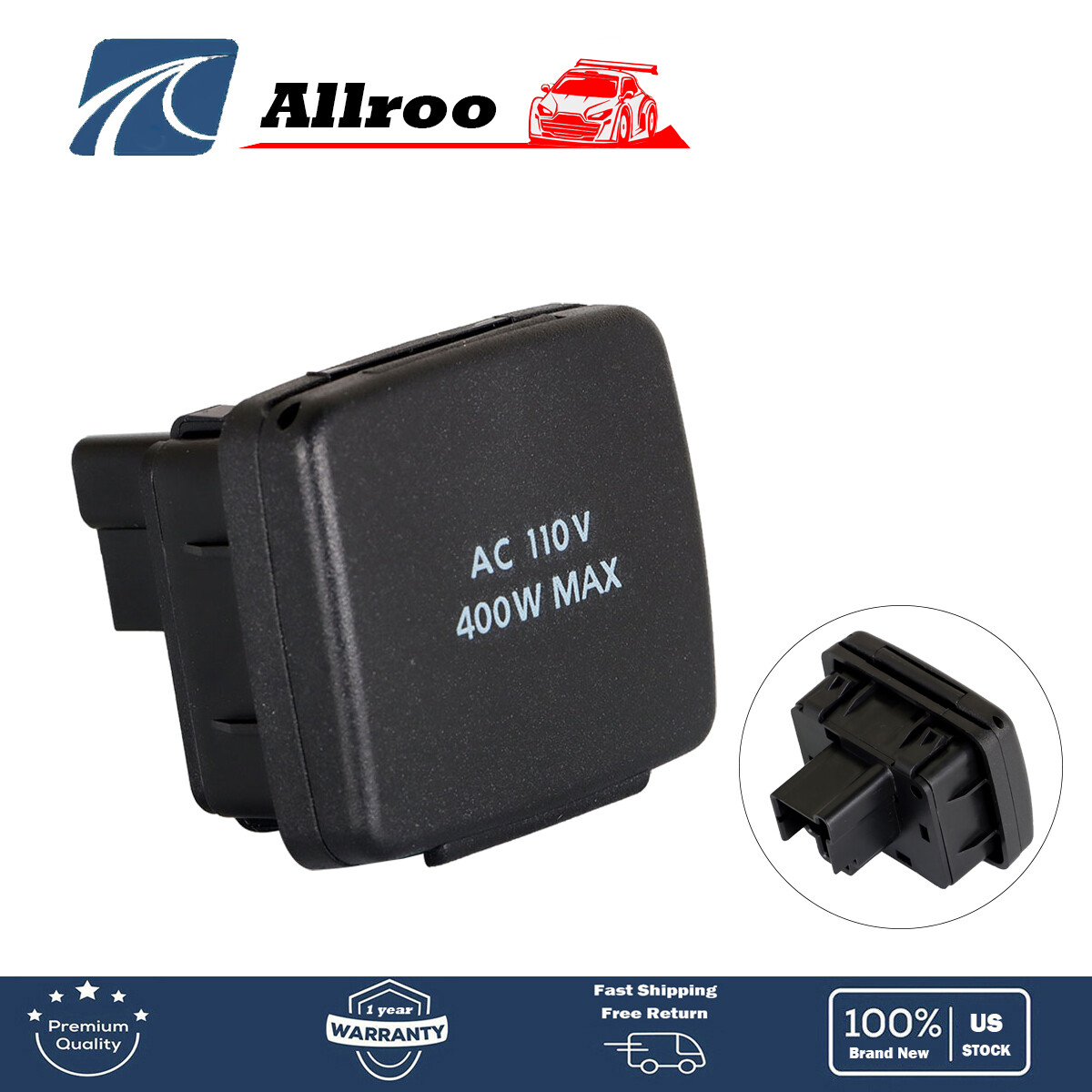 110V 150W For 2011-2016 Ford Lincoln Center Console AC Power Outlet Socket Plug